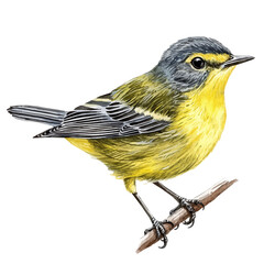 watercolor vector of Warbler Close Up, isolated on a white background. © AMIDCO