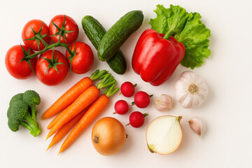 AI Flat Lay of Assorted Fresh Vegetables