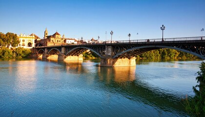 City bridge over a river at sunset