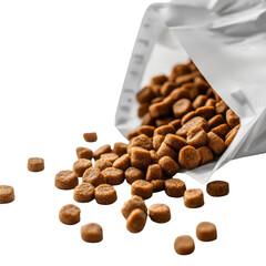 Spilled pet food kibble transparent background cutout pet png high-quality image studio environment close-up view