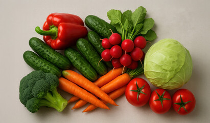 AI Flat Lay of Assorted Fresh Vegetables