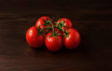 AI Photo of Tomatoes on Vine over Black