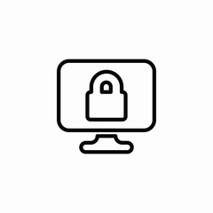 screen desktop computer lock icon sign vector