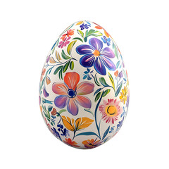 Vibrant Floral Easter Egg Springtime Design on transparent Background