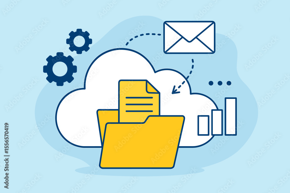 Poster cloud computing technology vector illustration. concept of data storage, information processing, fil
