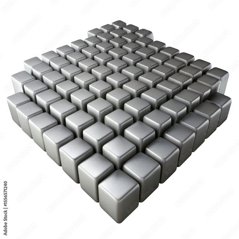 Aufkleber array of silver cubes isolated on transparent background