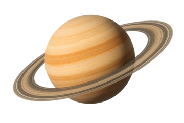 Saturn planet with rings isolated on transparent background