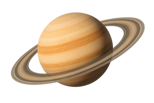 Saturn planet with rings isolated on transparent background