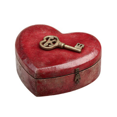 HeartShaped Box with Antique Key Romantic Decor Item on transparent Background