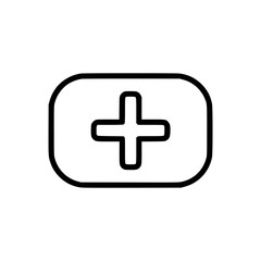 Fototapeta premium Outline icon of plus sign in simple line art style 
