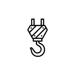 Outline hook icon representing construction and lifting equipment  