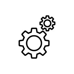 Gear icon illustration in minimalist style with black lines - Concept of outline icon  