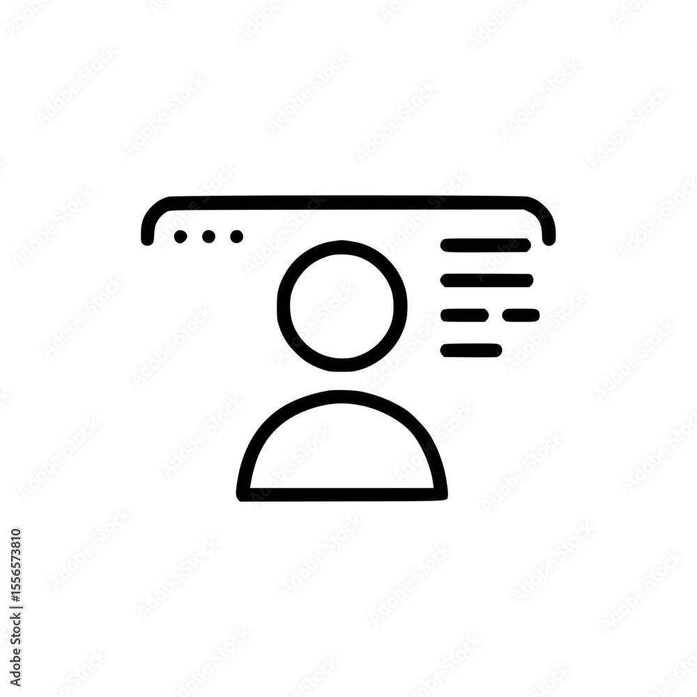 Poster outline icon depicting a user profile with connected elements