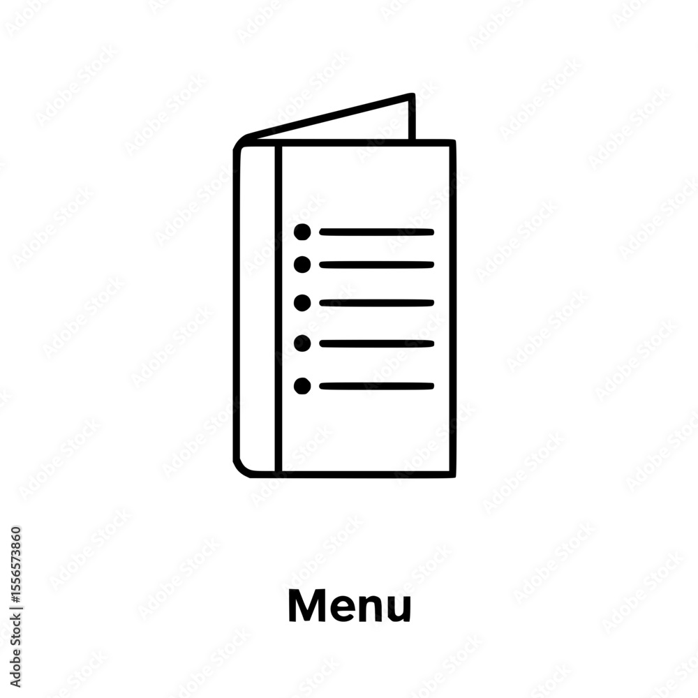 Poster menu outline icon with bullet points and simple design