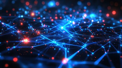 Fototapeta premium Abstract network of glowing connections. A complex digital network