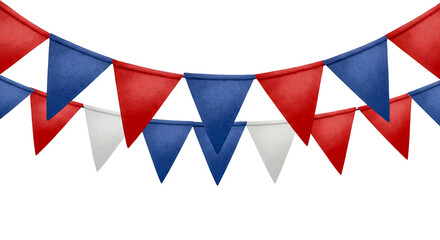 Obraz premium Red, white, and blue triangle pennant banner