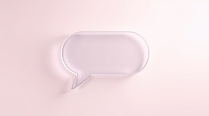 Transparent Glass Speech Bubble on Pale Pink Background