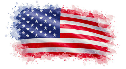Watercolor style american flag on black background