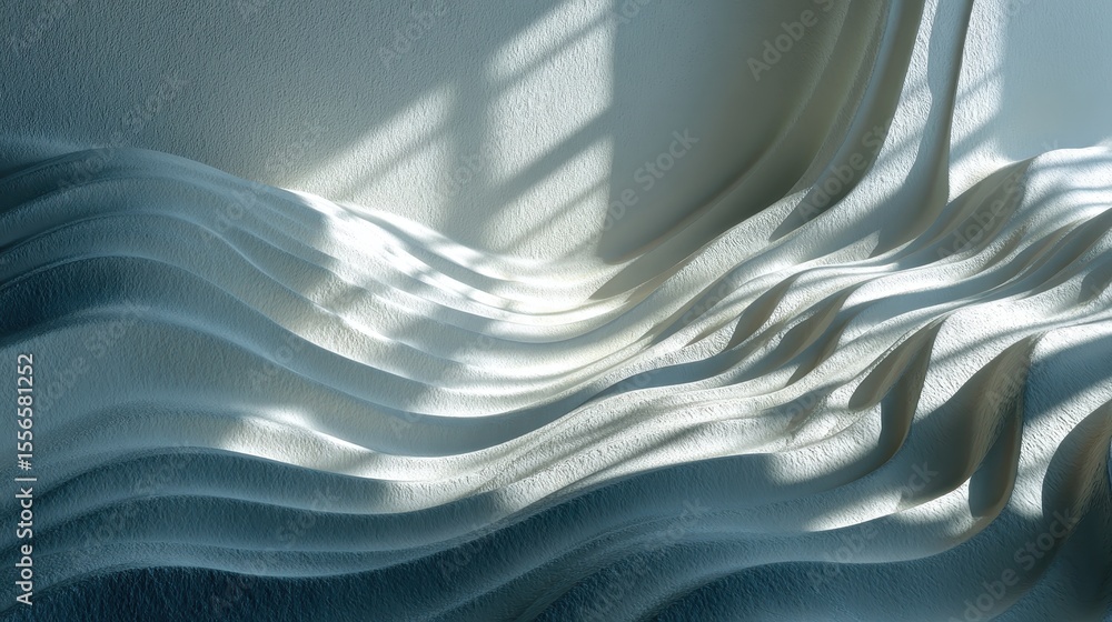 Poster Abstract background with brown textured material layers forming wave patterns and curves, with a soft light creating a dramatic and organic composition