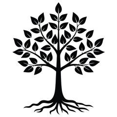 Small baby tree with emerging leaves in early growth phase silhouette vector