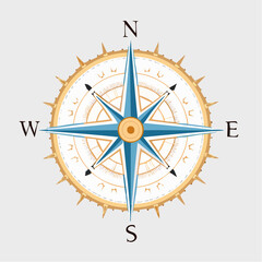 A compass rose with ornate directional points
