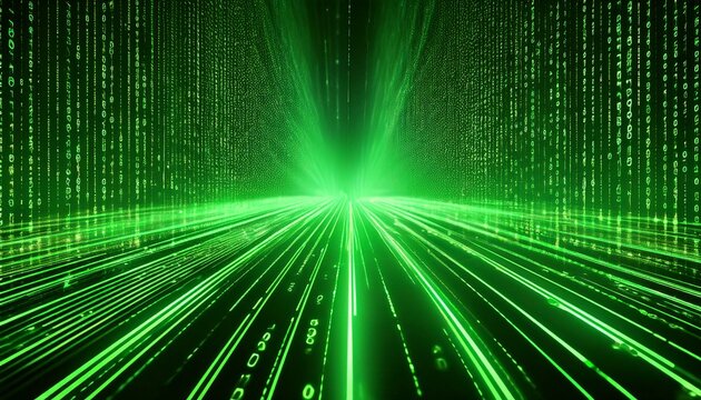 green binary code data stream