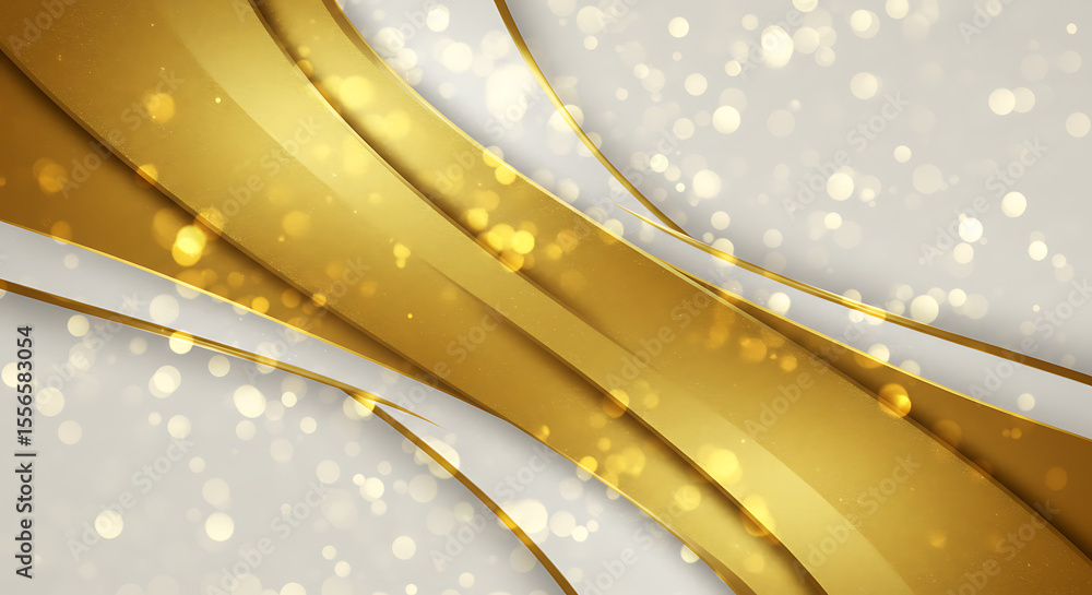 Poster elegant abstract background with golden waves and sparkling bokeh lights. luxurious and modern desig