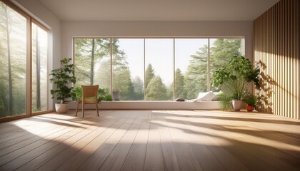 serene indoor space with natural light and minimalist design