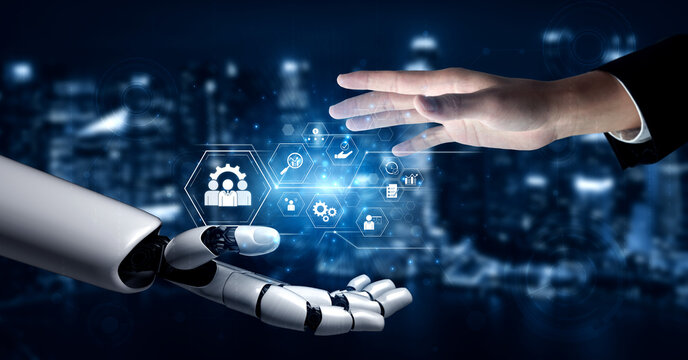 AI optimizing business management system, enhancing productivity, tracking progress, analyzing performance, and automating teamwork coordination across structured operations. Vouch