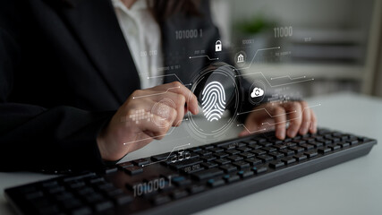 Biometric fingerprint identification and cybersecurity system ensuring secure access, identity...