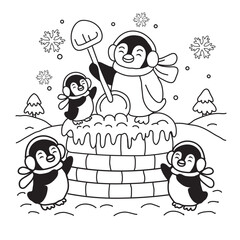 Fototapeta premium Cozy Winter Fireplace Scene with Cat and Cocoa – Bold Line Coloring Page, bold lines Coloring Page, cozy winter Coloring Page, fireplace Coloring Page, cat, hot cocoa, illustration Coloring page
