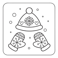 Naklejka premium Cozy Winter Fireplace Scene with Cat and Cocoa – Bold Line Coloring Page, bold lines Coloring Page, cozy winter Coloring Page, fireplace Coloring Page, cat, hot cocoa, illustration Coloring page