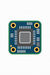Obraz premium A square circuit board with a central chip. 