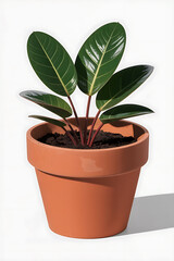 Obraz premium Small plant in terracotta pot. 