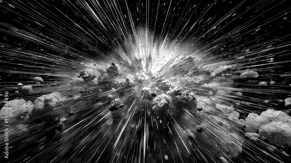 Poster traversing the cosmos at warp speed through black space and bright light