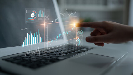 Data analytics dashboard with charts, indicators, and performance metrics, reveals trends, data...