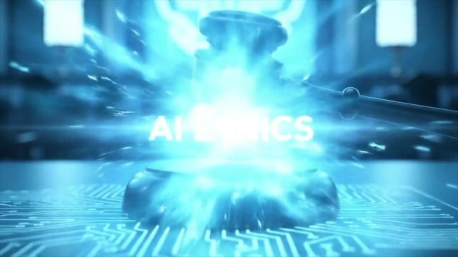 Futuristic neon-lit circuit board with Ethical AI text highlighting the importance of morality in artificial intelligence developmentPor Bartek