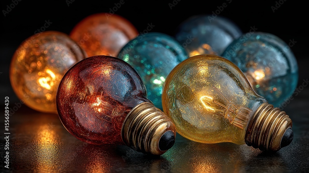 Poster Ten colorful abstract light bokeh backgrounds displayed side-by-side in a grid arrangement against a dark backdrop