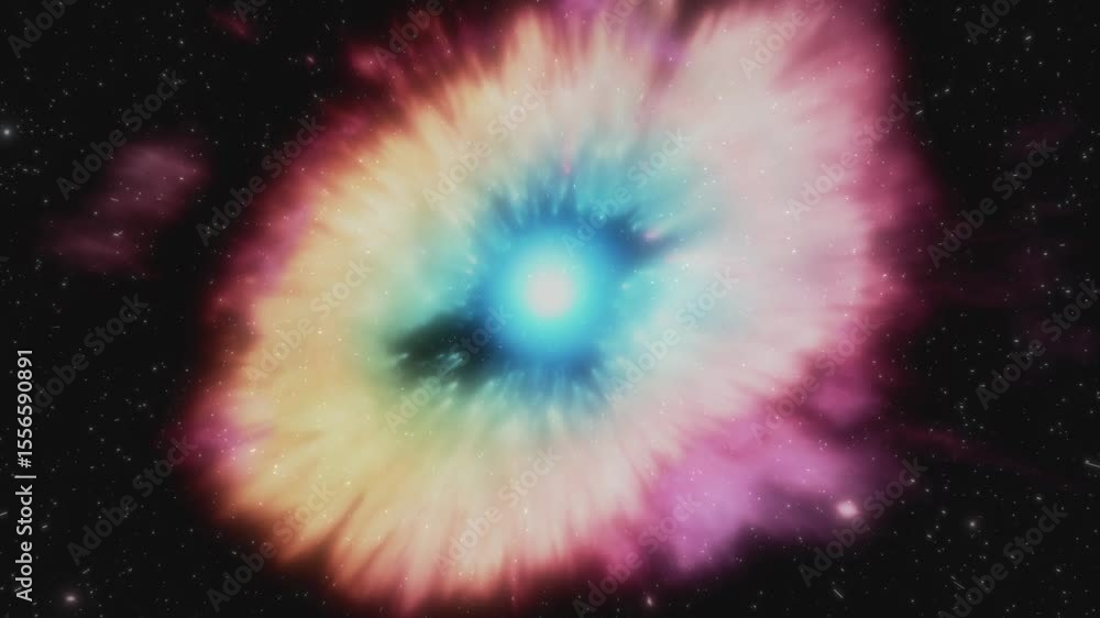 Wall mural exploring a colorful cosmic nebula with soft effects in deep space