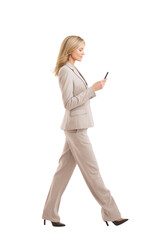 People looking on phone in walking pose transparent background