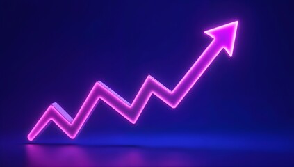 Neon Growth Arrow Chart on Dark Background