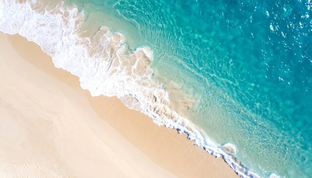 Aerial view of a beach and turquoise water (1) - Powered by Adobe