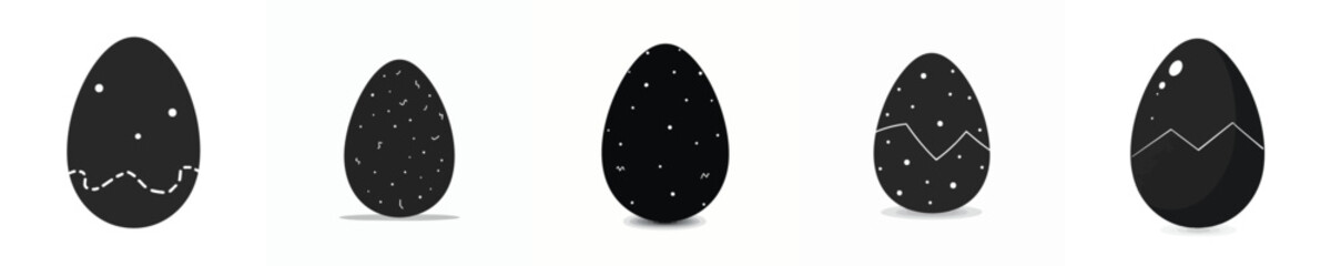 Minimal Black Easter Egg Icon Pack – Simple Dotted and Zigzag Silhouettes