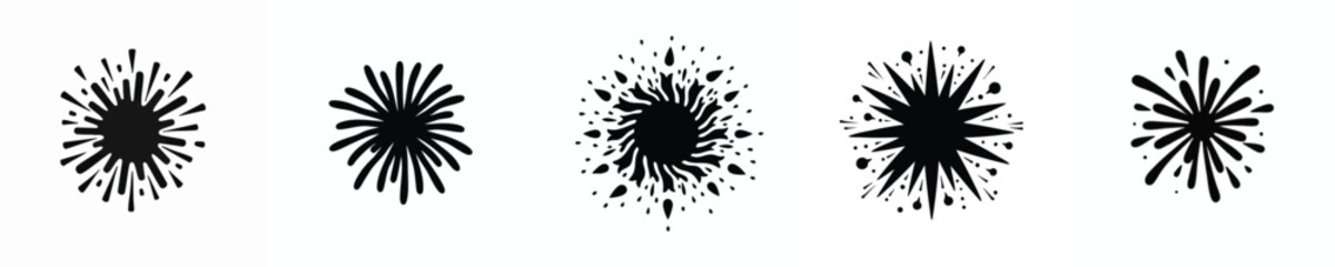 Abstract Firework Explosion Set – Hand Drawn Ink Burst Elements Collection