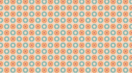 Retro Geometric Circle Pattern, Vintage 70s Polka Dot, Abstract Seamless Vector Background