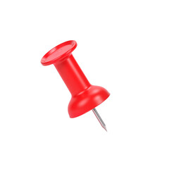 Single red push pin isolated on a transparent background