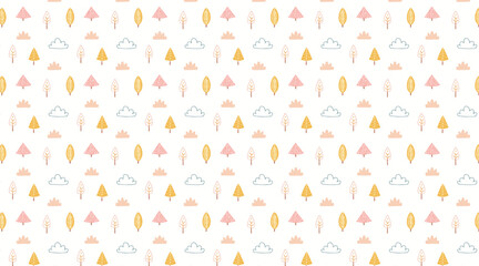Minimalist Scandinavian Trees Seamless Pattern
