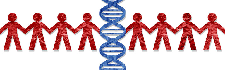 Human Cloning Concept and DNA editing technology featuring CRISPR genome engineering and biotechnology as a biology and medical health care research in disease prevention and transplantation.