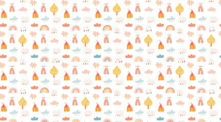Cute Boho Camping Seamless Pattern
