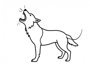 Fototapeta premium Black and white outline drawing of a wolf howling